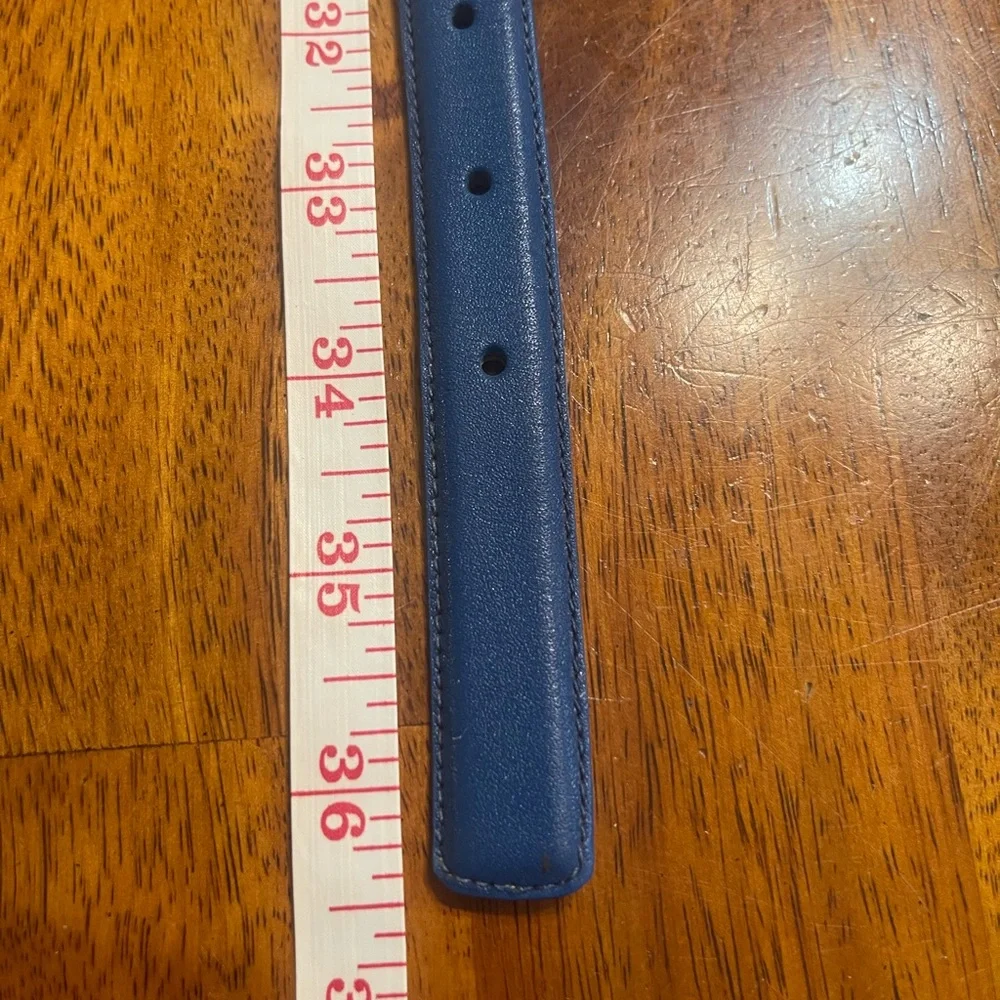 Classic Navy Leather Belt with Gold Buckle